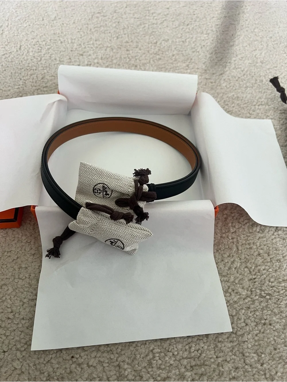 NEW Women’s Hermes Black Kelly Belt with palladium hardware